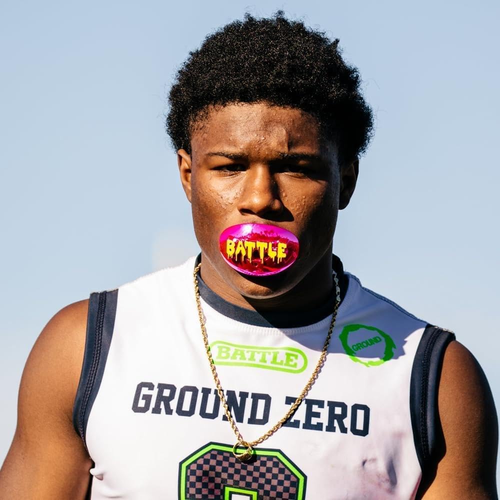 Battle 3D Chrome Drip Oxygen Football Mouthguard - Superior Airflow and Better Performance, Maximum Protection and Breathability, Works with Braces - Image 4