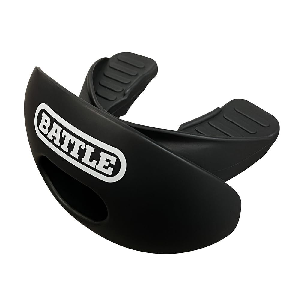 Battle Oxygen Lip Protector Mouthguard with Convertible Strap – Football and Sports Mouth Guard – Maximum Oxygen Supply – Mouthpiece Fits With or Without Braces – Impact Shield Covers Lips and Teeth