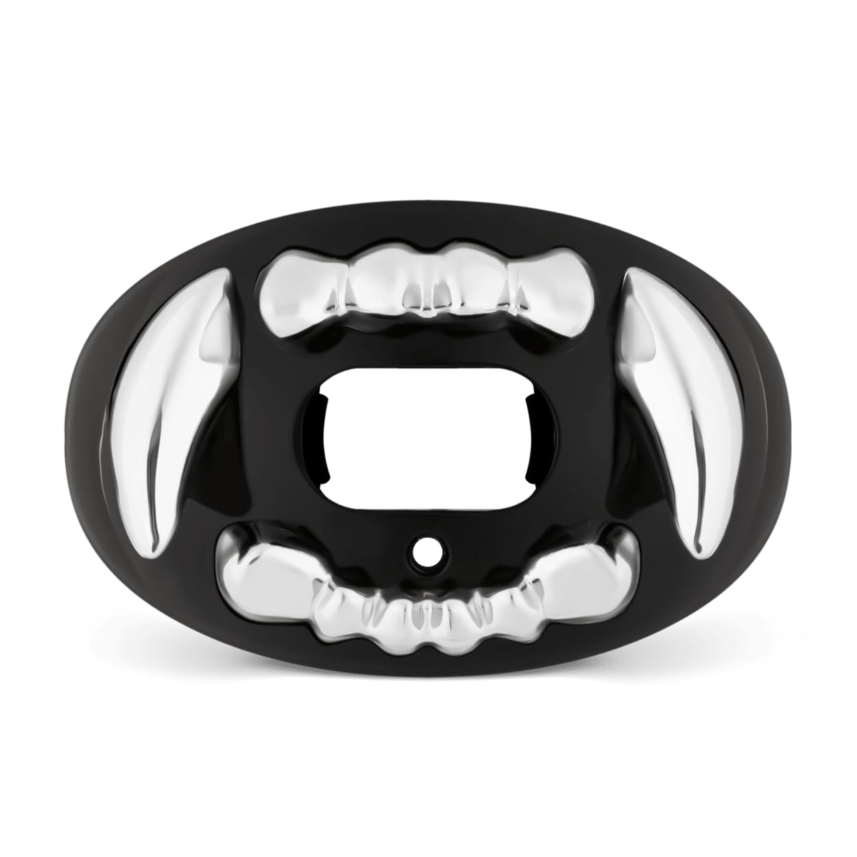 Battle Sports 3D Apex Predator Oxygen Football Mouthguard - Convertible Strap, Superior Airflow & Better Performance, Maximum Protection & Breathability Works with Braces - Silver Chrome