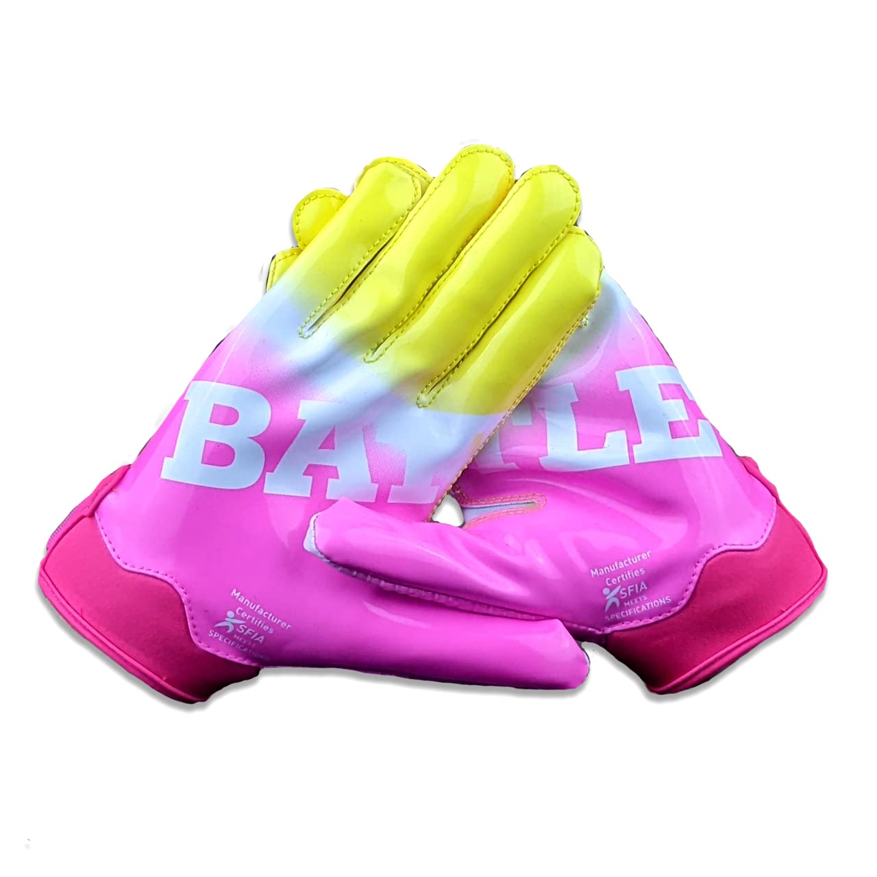 Battle Sports Adult Gradient Doom 1.0 Football Receiver Gloves- Lemonade