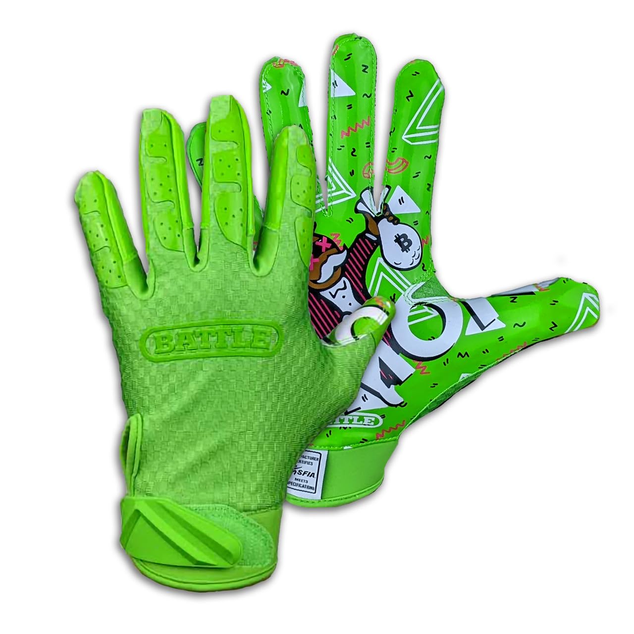 Battle Sports Back of Hand Wide Receiver Football Gloves, Ultra-Tack Sticky & Grip, No Slip - Adult & Youth - Image 2