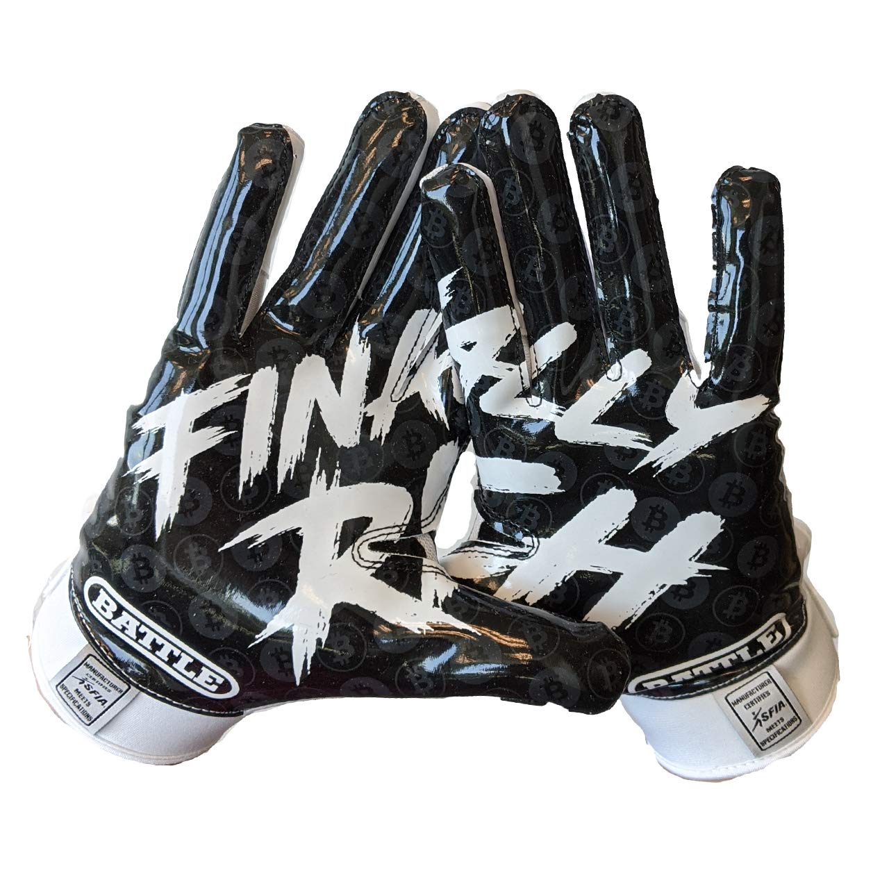 Battle Sports Back of Hand Wide Receiver Football Gloves, Ultra-Tack Sticky & Grip, No Slip - Adult & Youth