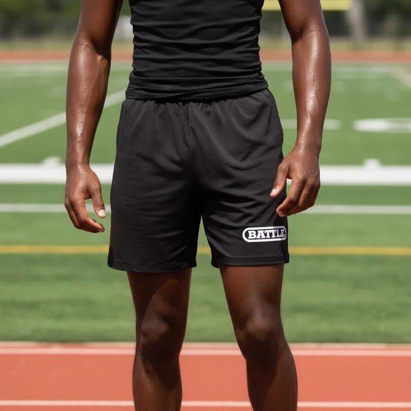 Battle Sports Big Logo Performance Shorts,4-Way Stretch, Moisture Wicking, UV Protection - Image 3