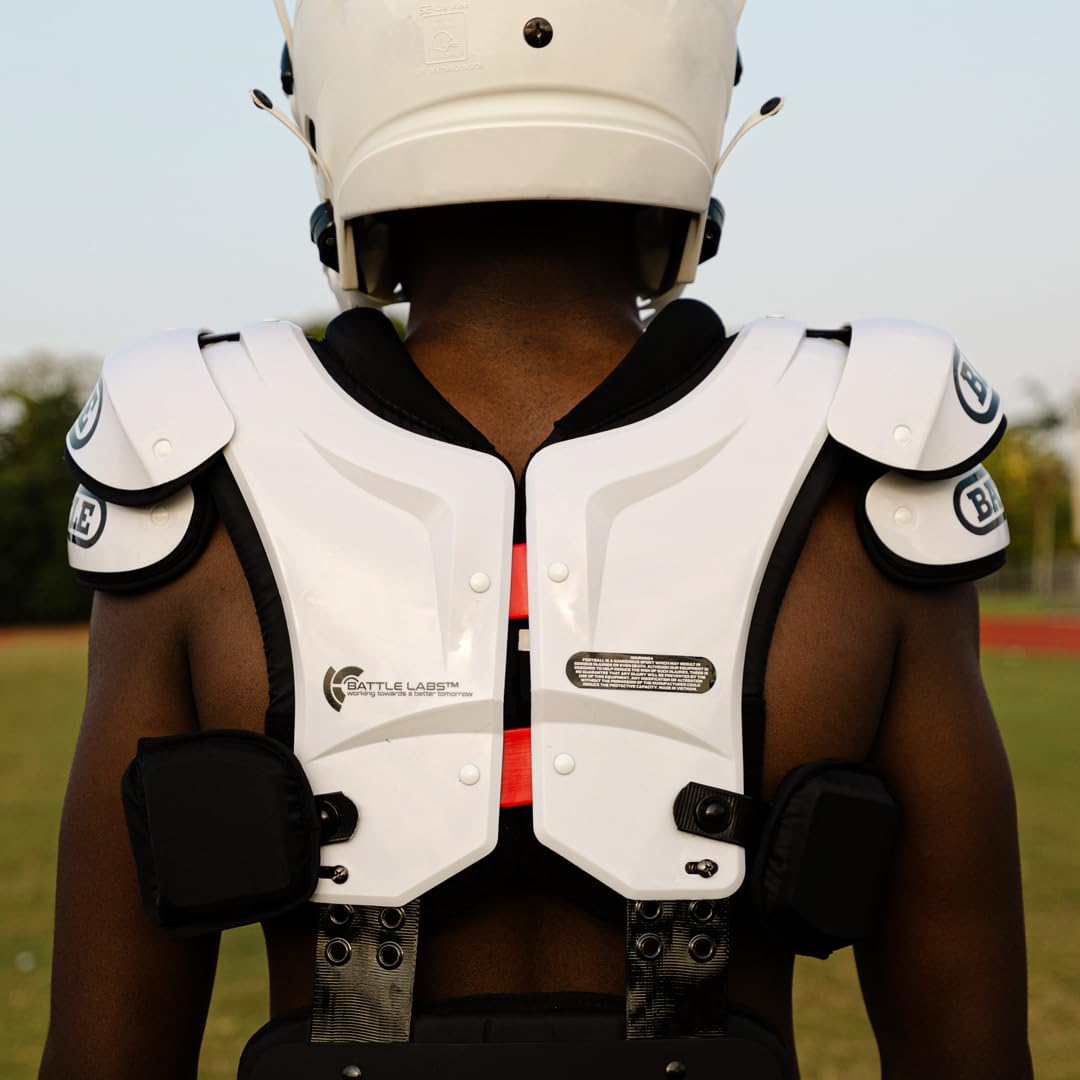 Battle Sports Defender Football Shoulder Pads – The Lightest, Most Protective in Its Class – Aerospace Grade Materials, Ventilated Design, Removable Sternum Plate, Foam Neck Roll - Image 9