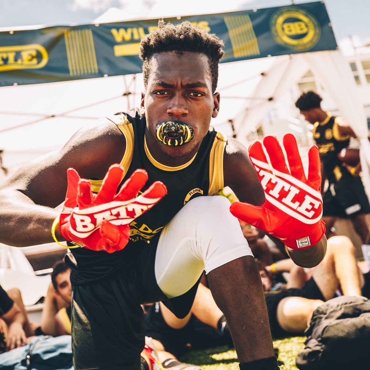 Battle Sports Double Threat Wide Receiver Football Gloves with Ultra Stick Tacky Grip Palm, Secure Fit Breathable Material & Superior Ball Control - Image 3