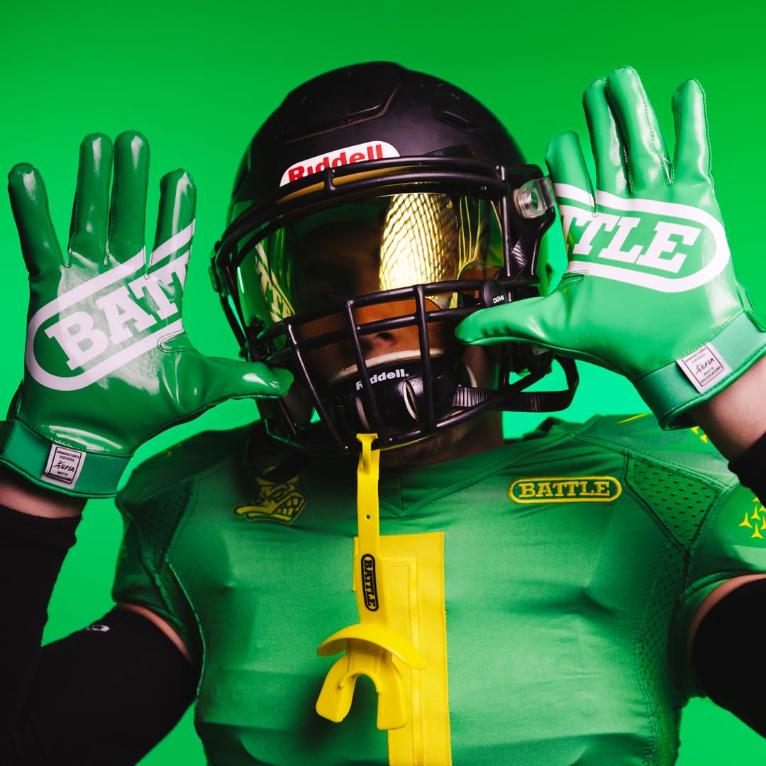 Battle Sports Double Threat Wide Receiver Football Gloves with Ultra Stick Tacky Grip Palm, Secure Fit Breathable Material & Superior Ball Control - Image 5