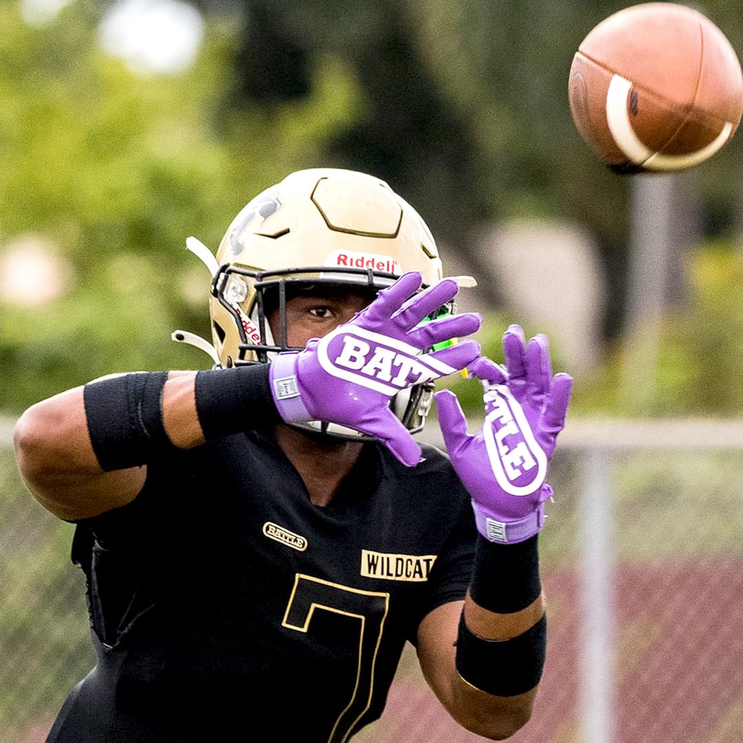 Battle Sports Double Threat Wide Receiver Football Gloves with Ultra Stick Tacky Grip Palm, Secure Fit Breathable Material & Superior Ball Control - Image 6
