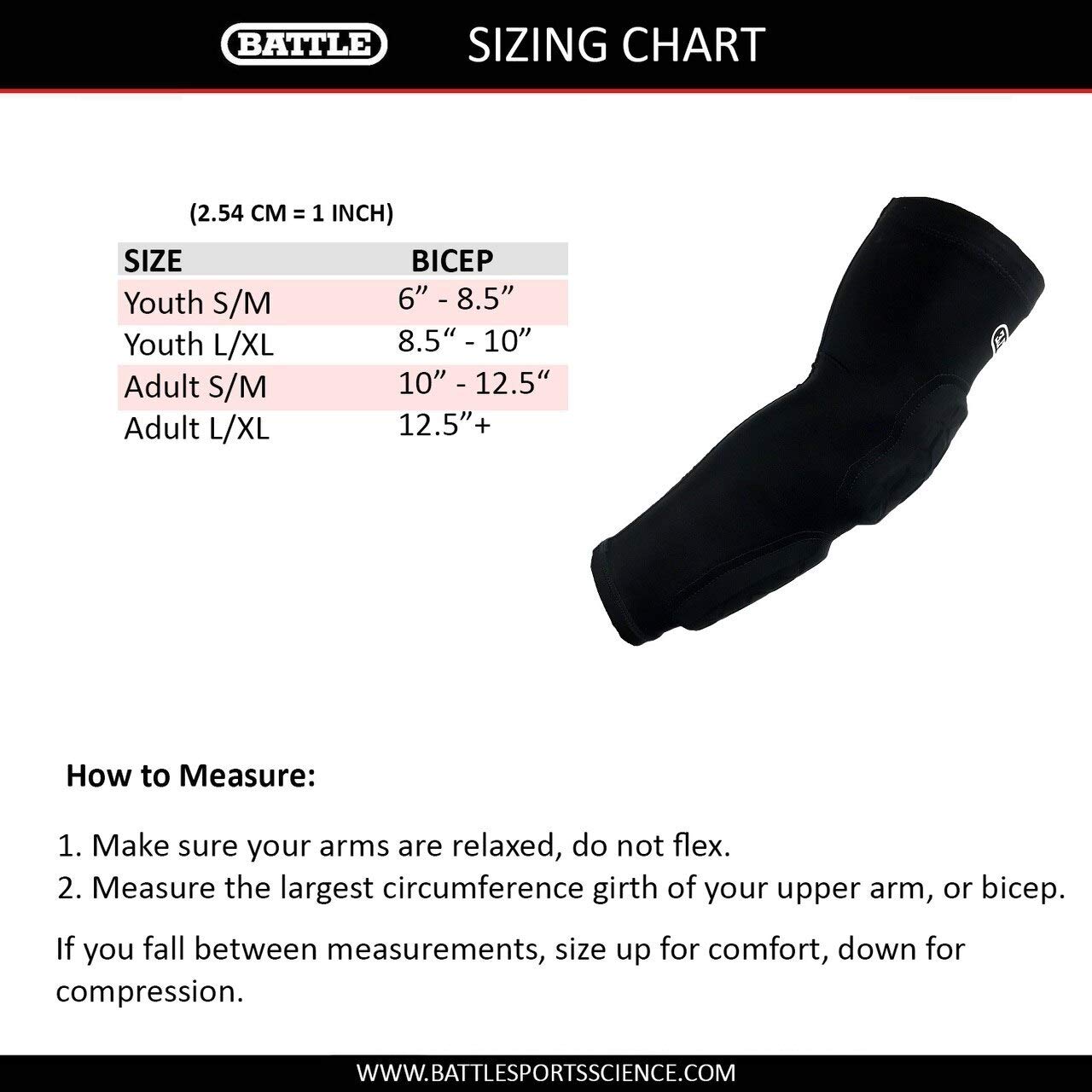 Battle Sports Elbow and Forearm Padded Football Sleeve - Compression Padded Arm Sleeve, Maximum Protection Football Accessory - Image 4