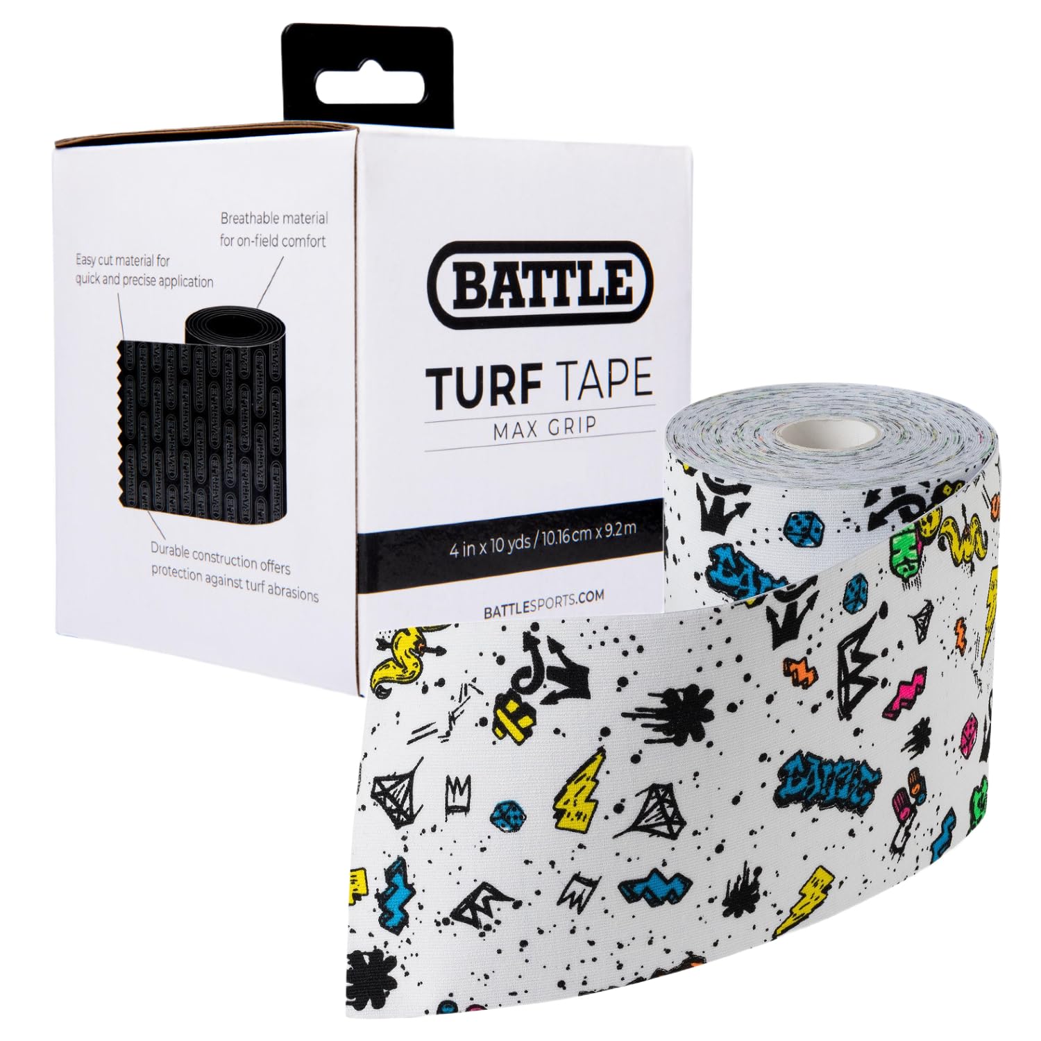 Battle Sports Football Turf Tape - Extra Wide - 30 feet, Waterproof Athletic Tape - Flexible, Breathable, Easy to Cut