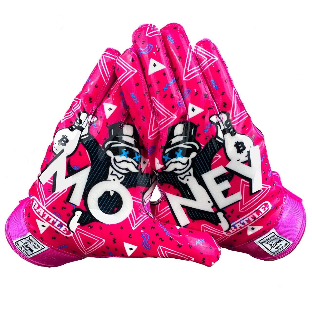 Battle Sports Money Man Adult Football Receiver Gloves - Pink