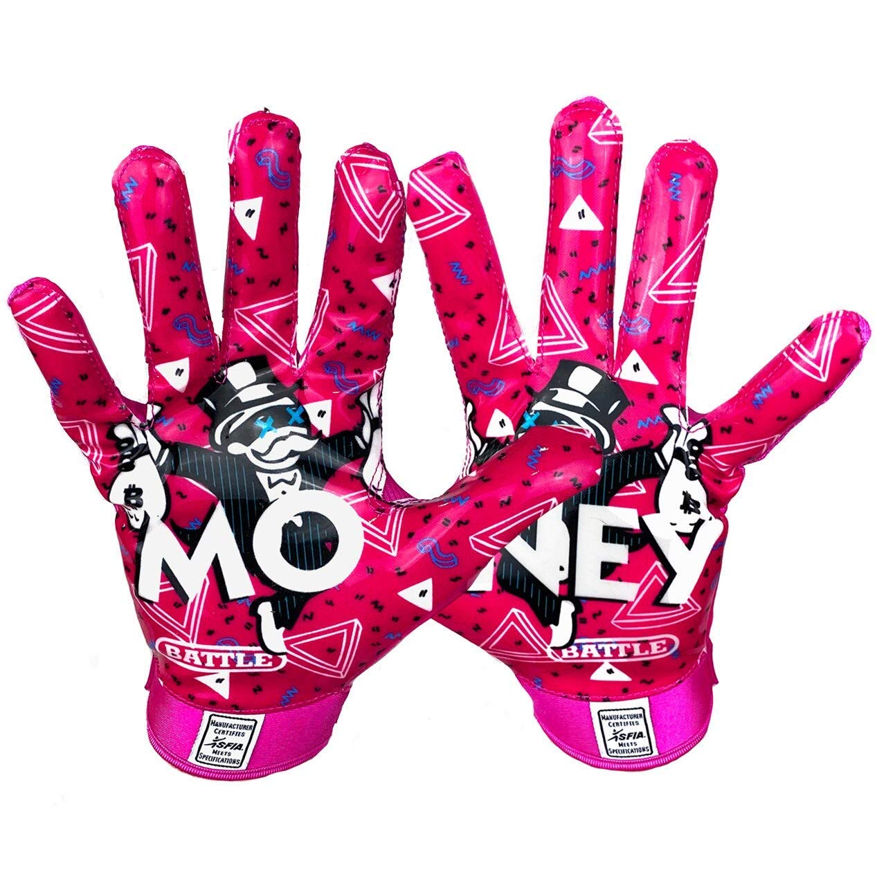 Battle Sports Money Man Adult Football Receiver Gloves - Pink - Image 2