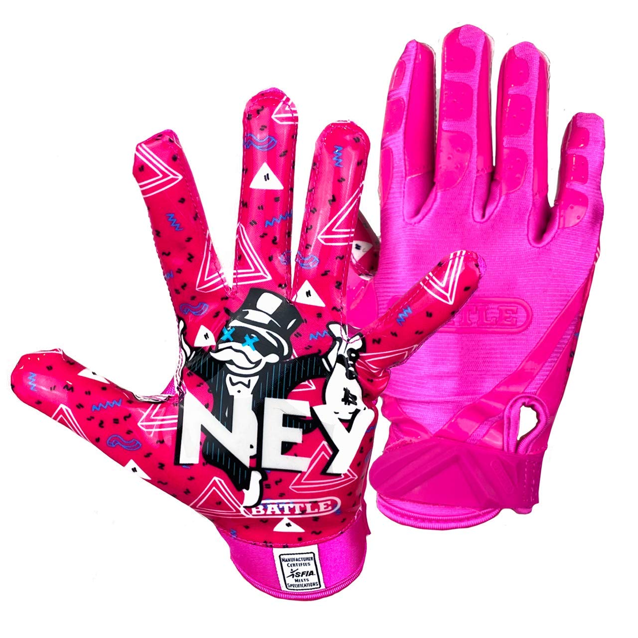 Battle Sports Money Man Adult Football Receiver Gloves - Pink - Image 3