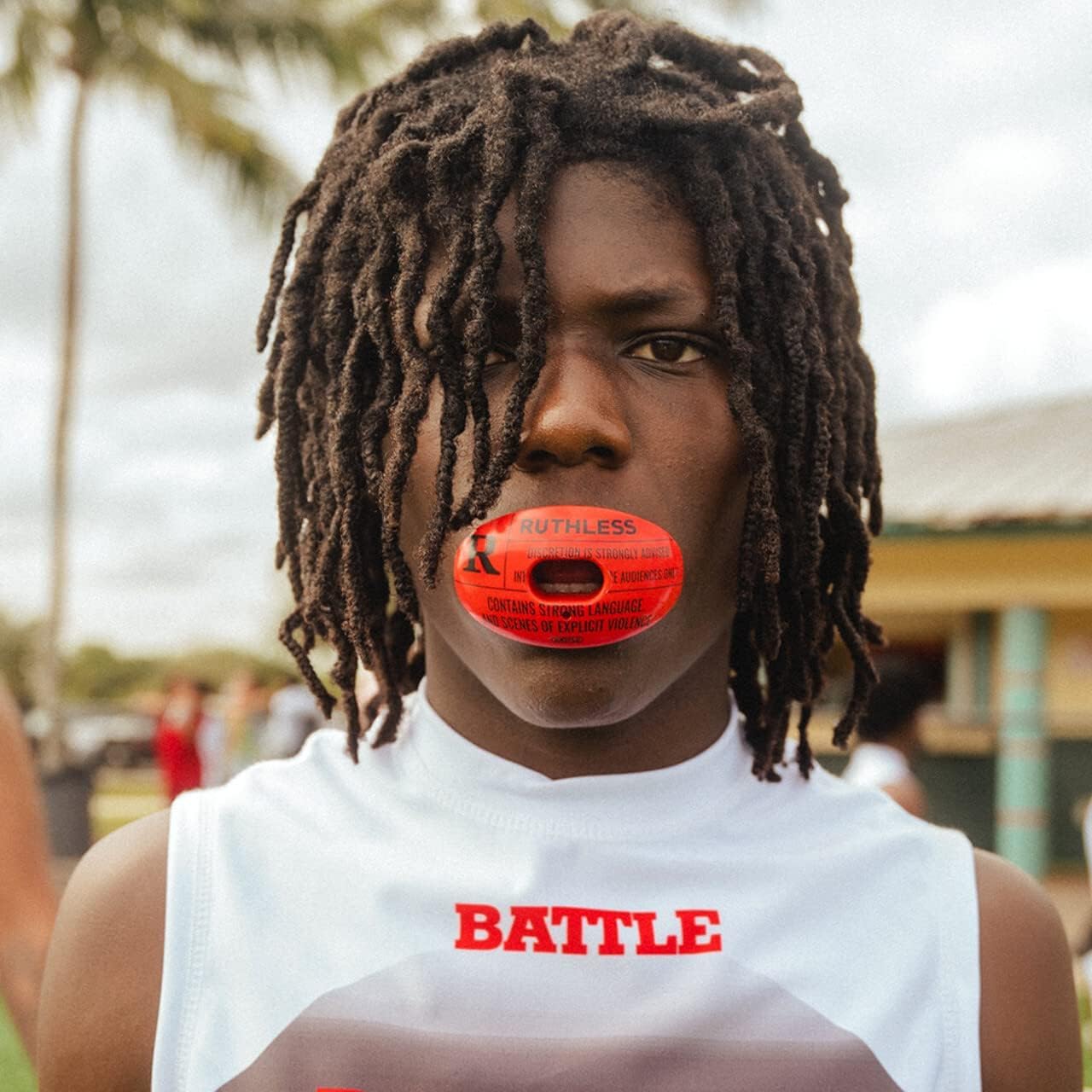 Battle Sports Oxygen Football Mouthguard - Football Mouth Guard with Strap, Superior Airflow & Better Performance, Maximum Breathability, Works with Braces - Texas Plate/White - Image 9