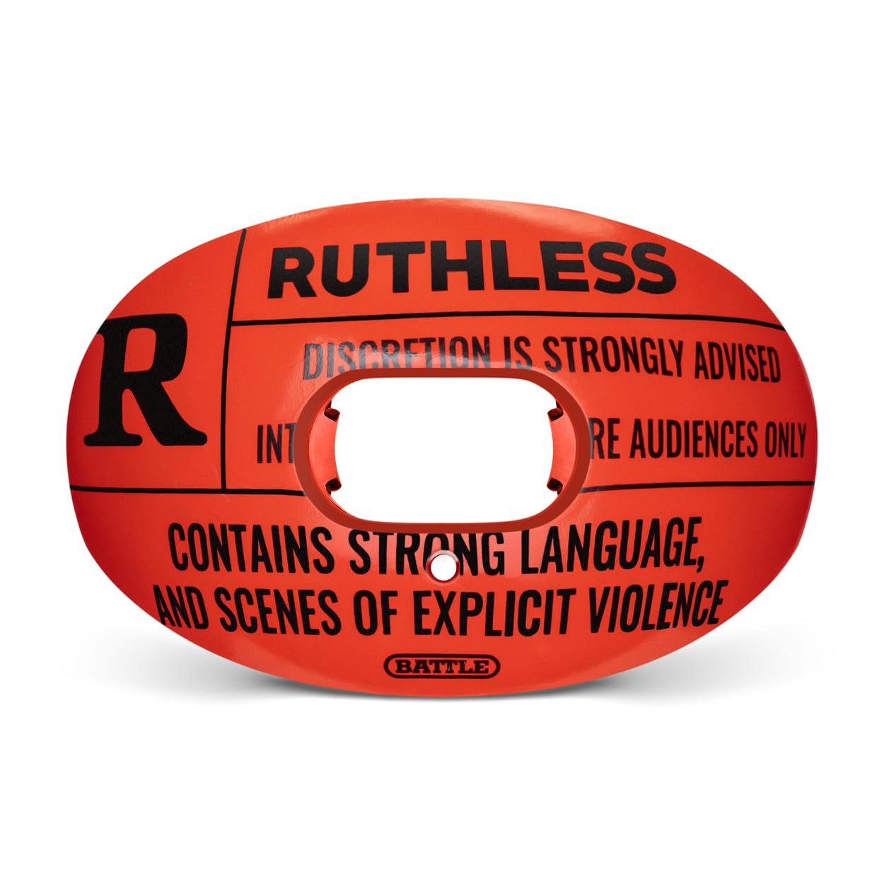 Battle Sports Oxygen Football Mouthguard - Football Mouth Guard with Strap, Superior Airflow & Better Performance, Maximum Breathability, Works with Braces - Ruthless/Red with Black Logo