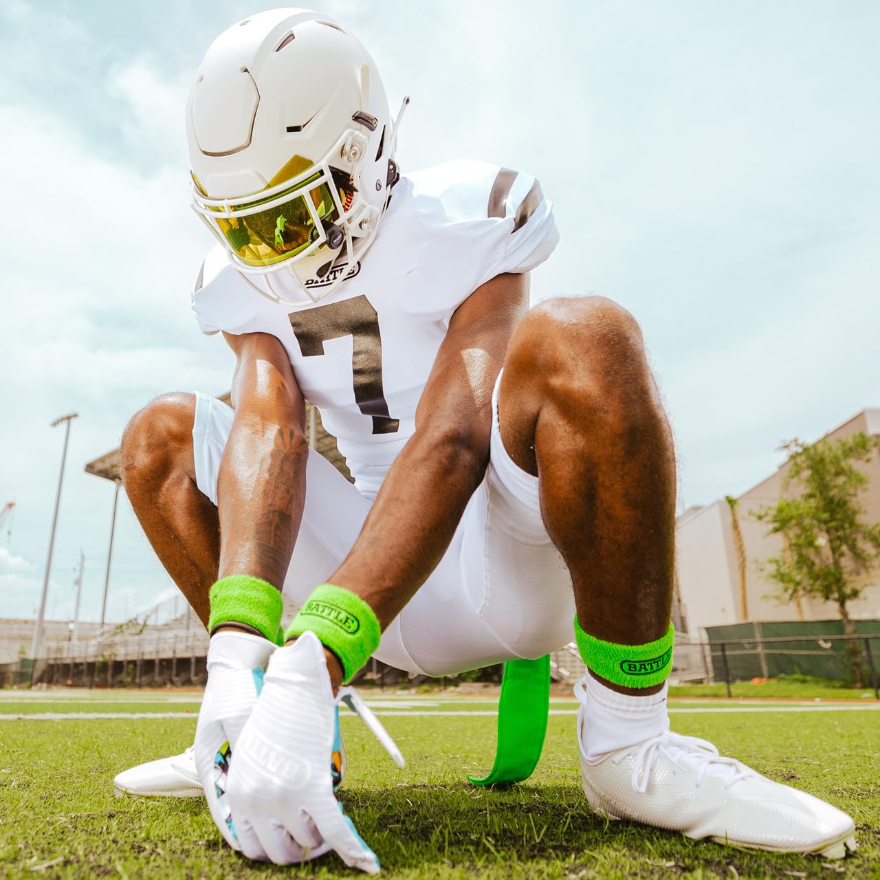 Battle Sports Thick Football Armbands- Wrist Bands for Football, High-Performance Bands with Ultra-Soft Material to Wick Away Sweat and Keep Hands Dry- Includes 2 Wrist Bands - Image 2