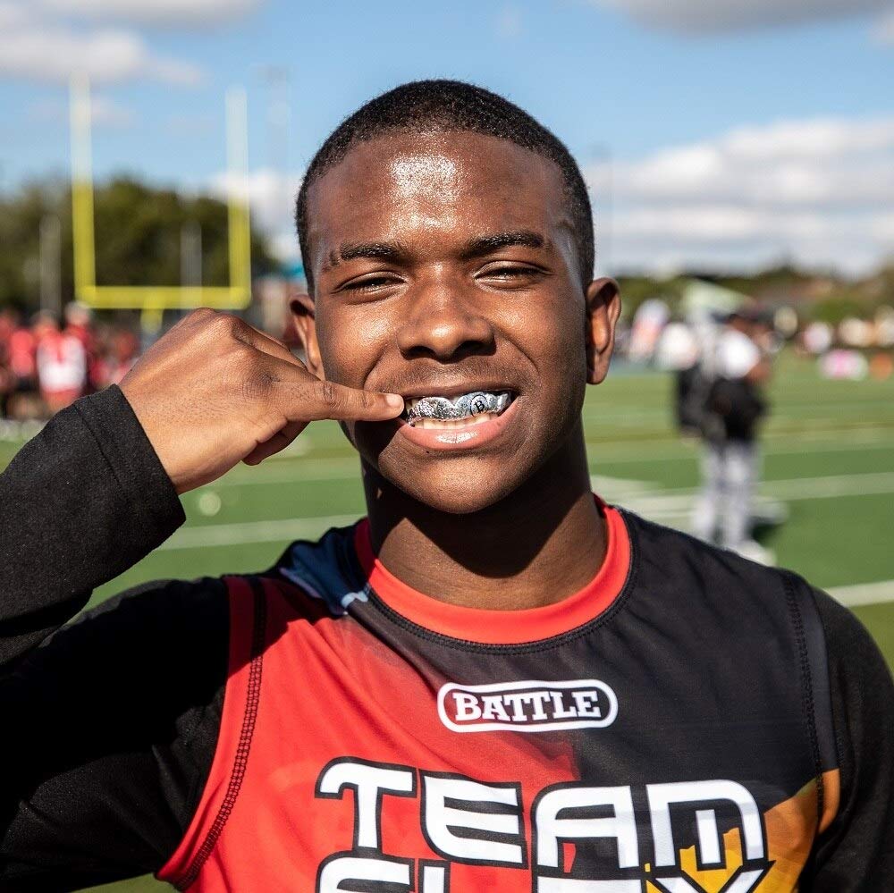 Battle Sports Ultra-Slim Grillz Football Mouthguard - Maximum Protection and Breathability, Low-Profile Mouthpiece Design Provides A Safe and Comfortable Fit - Chrome Gold - Image 2