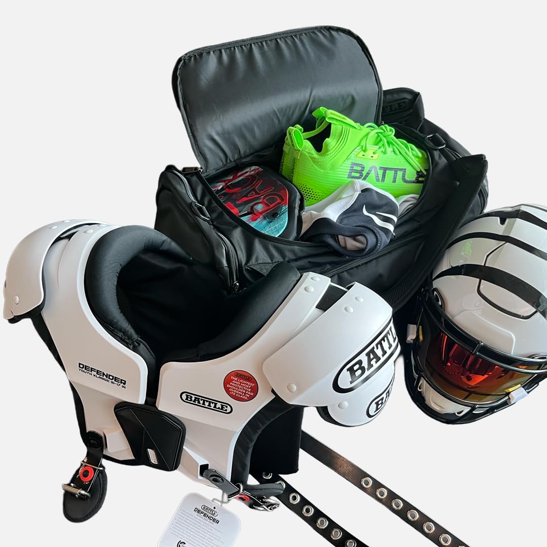 Battle Sports Vault Duffle Bag - Gym Duffle Bag with Vented and Expandable Pockets, Adjustable Shoulder Straps, Top Grab Handle, Made with Durable Material, Football Accessory, Gym or Carry On Bag - Image 3
