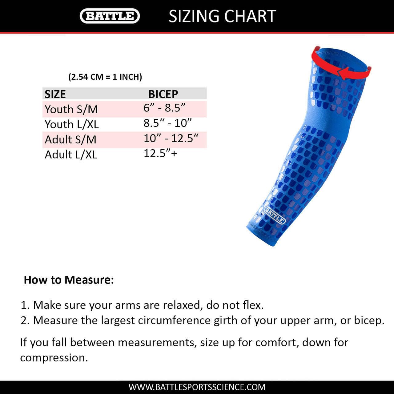 Battle Ultra-Stick Full Arm Sleeve – Compression Support Sleeves with Ultra-Tack Grip – Forearm and Elbow Protection, Single - Image 4